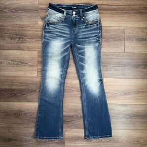 Flamingo Mid-Rise Faded Bleached Bootcut Denim Jeans,  233382QX